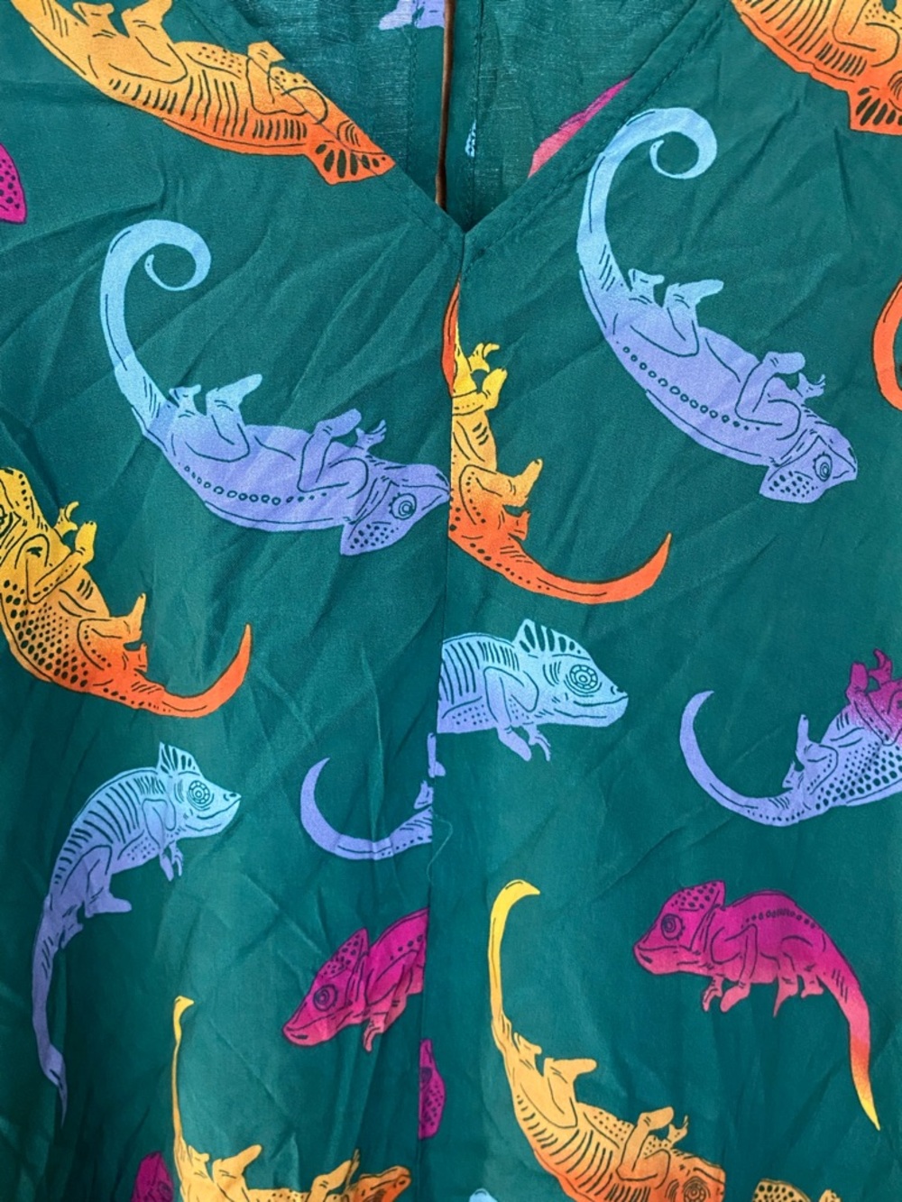 ModCloth chameleon print flowy green v-neck kaftan coverup dress plus size 3X - Picture 6 of 9